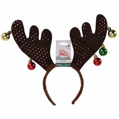 1x kerst diadeems/haarbanden bruine rendier gewei tiara/diadeem 38 cm