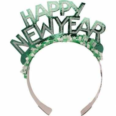 Diadeem happy new year groen voor volwassenen