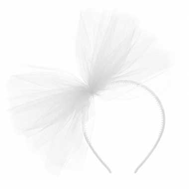Witte verkleed diadeem met tule strik voor dames