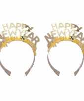 3x stuks diadeem happy new year geel voor volwassenen