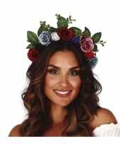 Hippie flower power gekleurde verkleed bloemen diadeem tiara 10162908