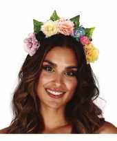 Hippie flower power gekleurde verkleed bloemen diadeem tiara