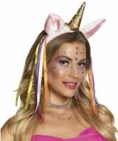 Pluche eenhoorn diadeem met regenboog linten