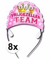 Tiara vrijgezellen team roze 8 stuks